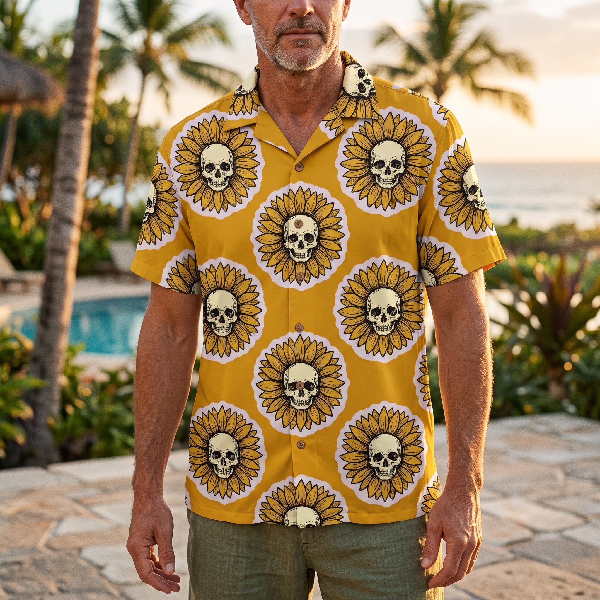 Skull Sunflower Hawaii Shirt