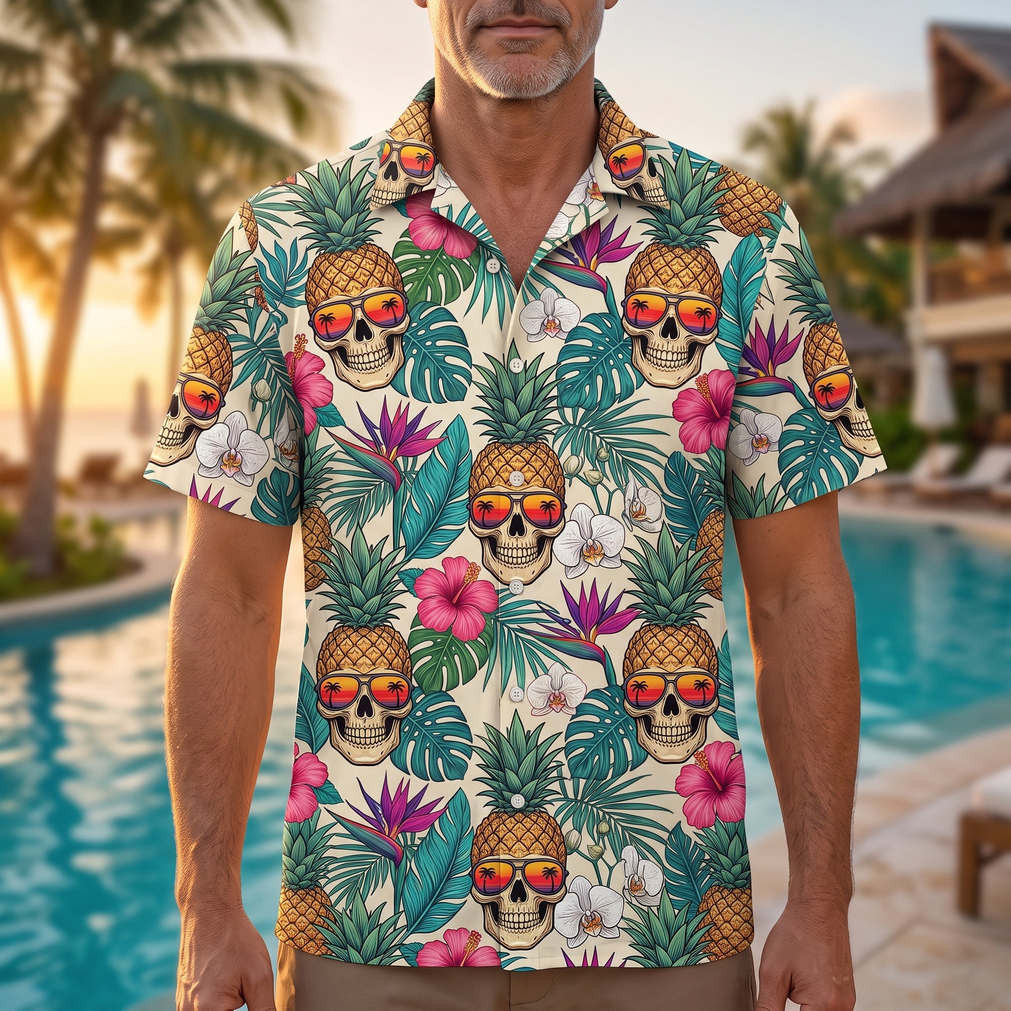 Tropical Pineapple Skull XR0707002CL Hawaii Shirt